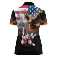 Custom Patriotic Eagle Bowling Women Polo Shirt with American Flag Strike Design - Wonder Print Shop