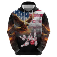 Custom Patriotic Eagle Bowling Zip Hoodie with American Flag Strike Design - Wonder Print Shop
