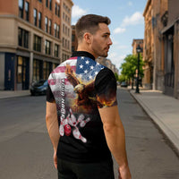 Custom Patriotic Eagle Bowling Zipper Polo Shirt with American Flag Strike Design - Wonder Print Shop