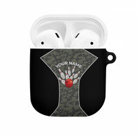 Custom Camouflage Bowling AirPods Case with Red Strike Ball Graphic - Wonder Print Shop