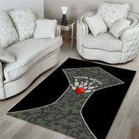 Custom Camouflage Bowling Area Rug with Red Strike Ball Graphic - Wonder Print Shop