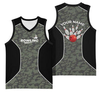 Custom Camouflage Bowling Basketball Jersey with Red Strike Ball Graphic - Wonder Print Shop
