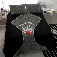Custom Camouflage Bowling Bedding Set with Red Strike Ball Graphic - Wonder Print Shop
