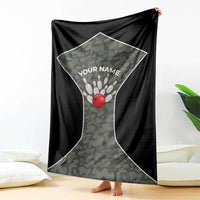 Custom Camouflage Bowling Blanket with Red Strike Ball Graphic - Wonder Print Shop
