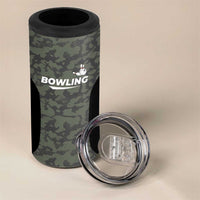 Custom Camouflage Bowling 4 in 1 Can Cooler Tumbler with Red Strike Ball Graphic - Wonder Print Shop