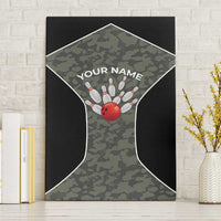 Custom Camouflage Bowling Canvas Wall Art with Red Strike Ball Graphic - Wonder Print Shop