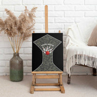 Custom Camouflage Bowling Canvas Wall Art with Red Strike Ball Graphic - Wonder Print Shop