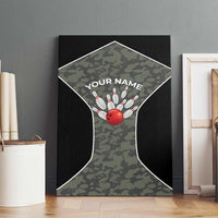 Custom Camouflage Bowling Canvas Wall Art with Red Strike Ball Graphic - Wonder Print Shop