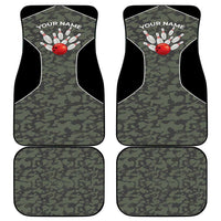 Custom Camouflage Bowling Car Mats with Red Strike Ball Graphic - Wonder Print Shop