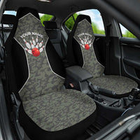 Custom Camouflage Bowling Car Seat Cover with Red Strike Ball Graphic - Wonder Print Shop