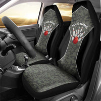 Custom Camouflage Bowling Car Seat Cover with Red Strike Ball Graphic - Wonder Print Shop
