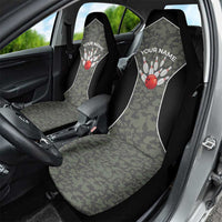Custom Camouflage Bowling Car Seat Cover with Red Strike Ball Graphic - Wonder Print Shop