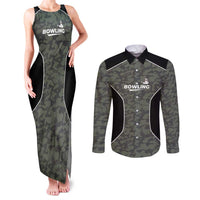 Custom Camouflage Bowling Couples Matching Tank Maxi Dress and Long Sleeve Button Shirt with Red Strike Ball Graphic - Wonder Print Shop