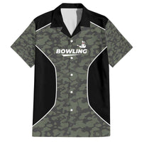 Custom Camouflage Bowling Family Matching Off The Shoulder Long Sleeve Dress and Hawaiian Shirt with Red Strike Ball Graphic - Wonder Print Shop