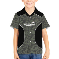 Custom Camouflage Bowling Family Matching Off The Shoulder Long Sleeve Dress and Hawaiian Shirt with Red Strike Ball Graphic - Wonder Print Shop