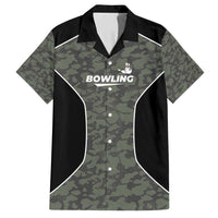 Custom Camouflage Bowling Family Matching Puletasi and Hawaiian Shirt with Red Strike Ball Graphic - Wonder Print Shop