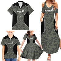 Custom Camouflage Bowling Family Matching Summer Maxi Dress and Hawaiian Shirt with Red Strike Ball Graphic - Wonder Print Shop