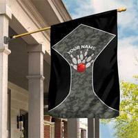 Custom Camouflage Bowling Garden Flag with Red Strike Ball Graphic - Wonder Print Shop