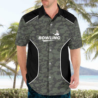 Custom Camouflage Bowling Hawaiian Shirt with Red Strike Ball Graphic - Wonder Print Shop