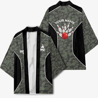 Custom Camouflage Bowling Kimono with Red Strike Ball Graphic - Wonder Print Shop