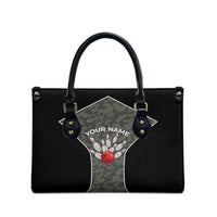 Custom Camouflage Bowling Leather Bag with Red Strike Ball Graphic - Wonder Print Shop