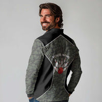 Custom Camouflage Bowling Long Sleeve Polo Shirt with Red Strike Ball Graphic - Wonder Print Shop