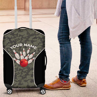 Custom Camouflage Bowling Luggage Cover with Red Strike Ball Graphic - Wonder Print Shop