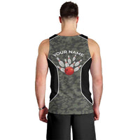 Custom Camouflage Bowling Men Tank Top with Red Strike Ball Graphic - Wonder Print Shop