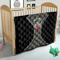 Custom Camouflage Bowling Quilt with Red Strike Ball Graphic - Wonder Print Shop