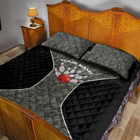 Custom Camouflage Bowling Quilt Bed Set with Red Strike Ball Graphic - Wonder Print Shop