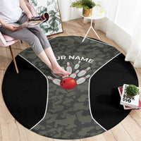 Custom Camouflage Bowling Round Carpet with Red Strike Ball Graphic - Wonder Print Shop