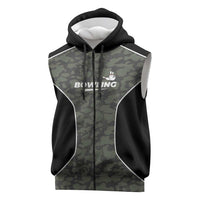 Custom Camouflage Bowling Sleeveless Zip Hoodie with Red Strike Ball Graphic - Wonder Print Shop
