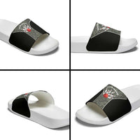 Custom Camouflage Bowling Slide Sandals with Red Strike Ball Graphic - Wonder Print Shop