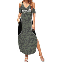 Custom Camouflage Bowling Summer Maxi Dress with Red Strike Ball Graphic - Wonder Print Shop