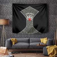 Custom Camouflage Bowling Tapestry with Red Strike Ball Graphic - Wonder Print Shop