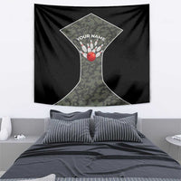 Custom Camouflage Bowling Tapestry with Red Strike Ball Graphic - Wonder Print Shop