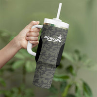 Custom Camouflage Bowling Tumbler With Handle with Red Strike Ball Graphic - Wonder Print Shop
