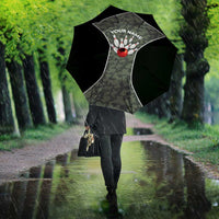 Custom Camouflage Bowling Umbrella with Red Strike Ball Graphic - Wonder Print Shop