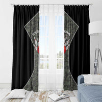 Custom Camouflage Bowling Window Curtain with Red Strike Ball Graphic - Wonder Print Shop