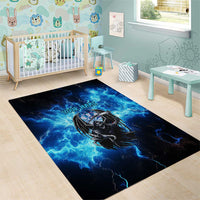 Custom Grim Reaper Bowling Area Rug with Blue Lightning Background - Wonder Print Shop