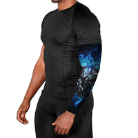 Custom Grim Reaper Bowling Arm Sleeves with Blue Lightning Background - Wonder Print Shop