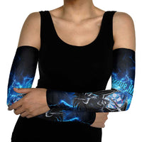 Custom Grim Reaper Bowling Arm Sleeves with Blue Lightning Background - Wonder Print Shop