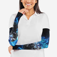 Custom Grim Reaper Bowling Arm Sleeves with Blue Lightning Background - Wonder Print Shop