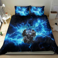 Custom Grim Reaper Bowling Bedding Set with Blue Lightning Background - Wonder Print Shop