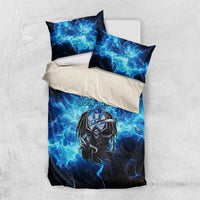 Custom Grim Reaper Bowling Bedding Set with Blue Lightning Background - Wonder Print Shop