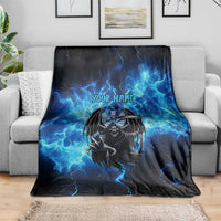 Custom Grim Reaper Bowling Blanket with Blue Lightning Background - Wonder Print Shop