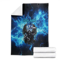 Custom Grim Reaper Bowling Blanket with Blue Lightning Background - Wonder Print Shop
