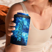 Custom Grim Reaper Bowling 4 in 1 Can Cooler Tumbler with Blue Lightning Background - Wonder Print Shop