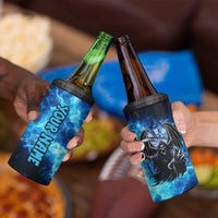 Custom Grim Reaper Bowling 4 in 1 Can Cooler Tumbler with Blue Lightning Background - Wonder Print Shop