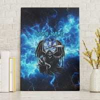 Custom Grim Reaper Bowling Canvas Wall Art with Blue Lightning Background - Wonder Print Shop